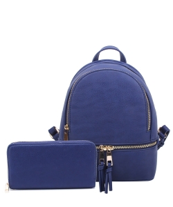 Fashion Zipper Classic Backpack & Wallet Set LP1082W NAVY